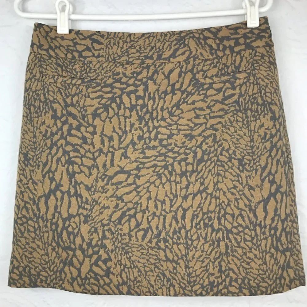 Loft Gray and Gold Animal Print Mini Skirt